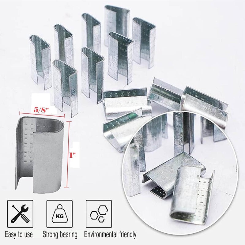 Palmarosa Packaging 1/2" x 320’ Polyester (PET) Strapping, 1765 lbs Break Strength, Affordable and Lightweight Poly Strapping, 100 pcs 5/8" Open Metal Clips for Packaging and Pallet Strapping Banding - Image 5
